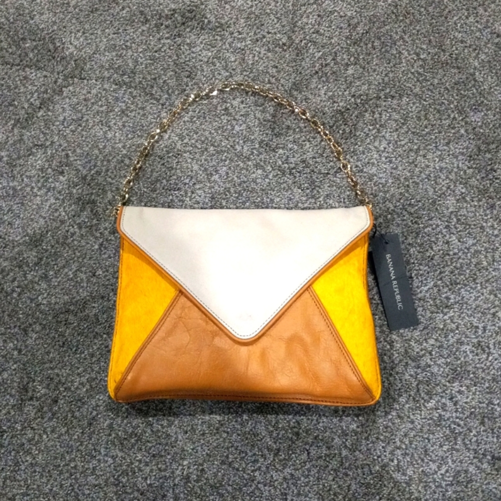 Banana Republic Multi Colored Leather & CowHide Shoulder or Clutch Handbag